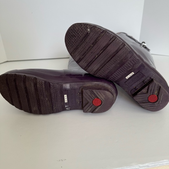 Hunter Tall Rain Boots Women's 8 Purple/Eggplant Glossy Shiny Wellington - Picture 7 of 8